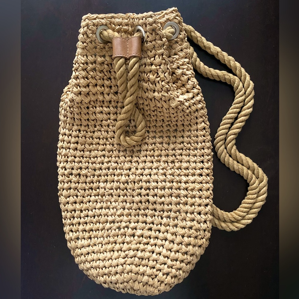 Zara paper raffia backpack